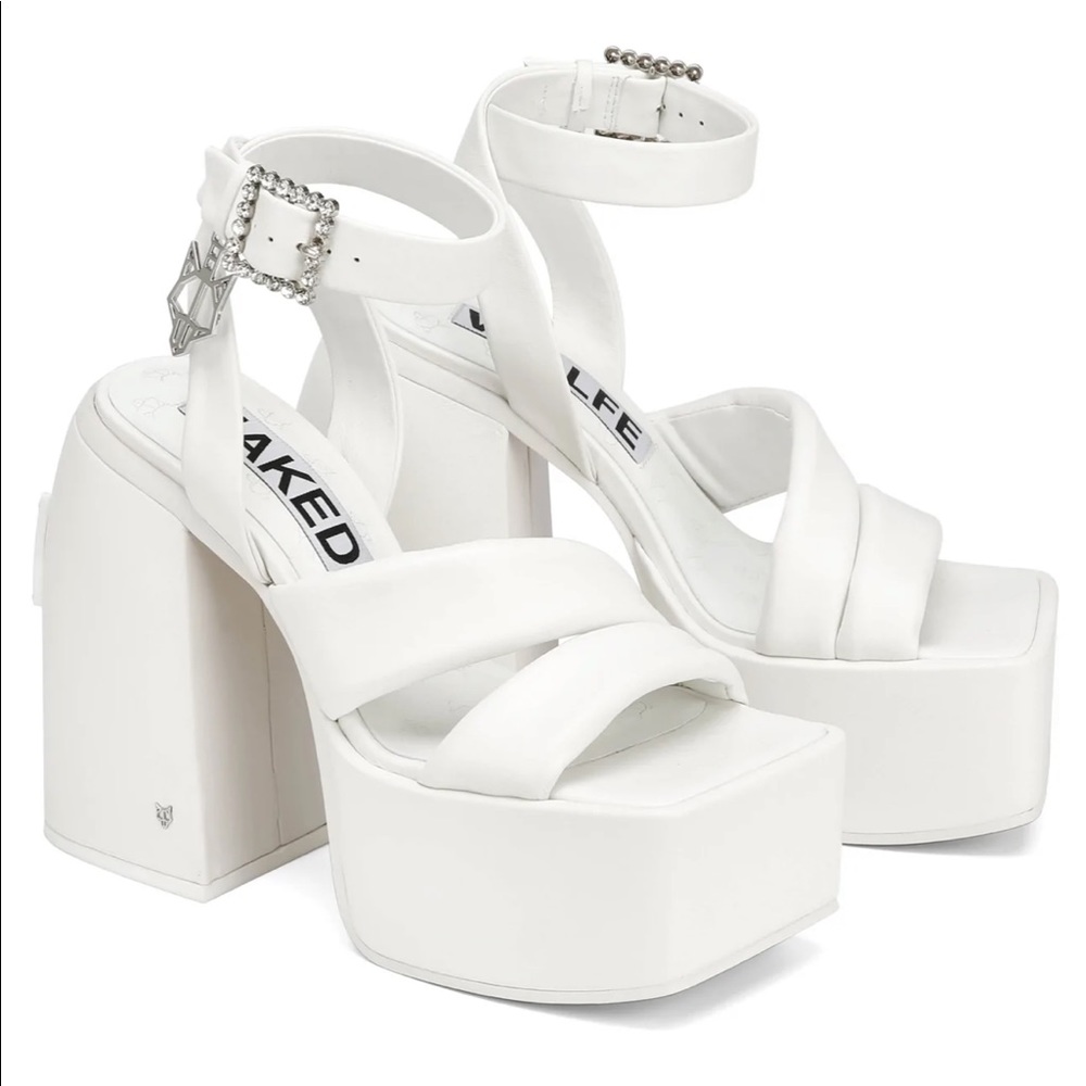 NAKED WOLFE Jingle White Heels/Sandals size 36/ size 6 US